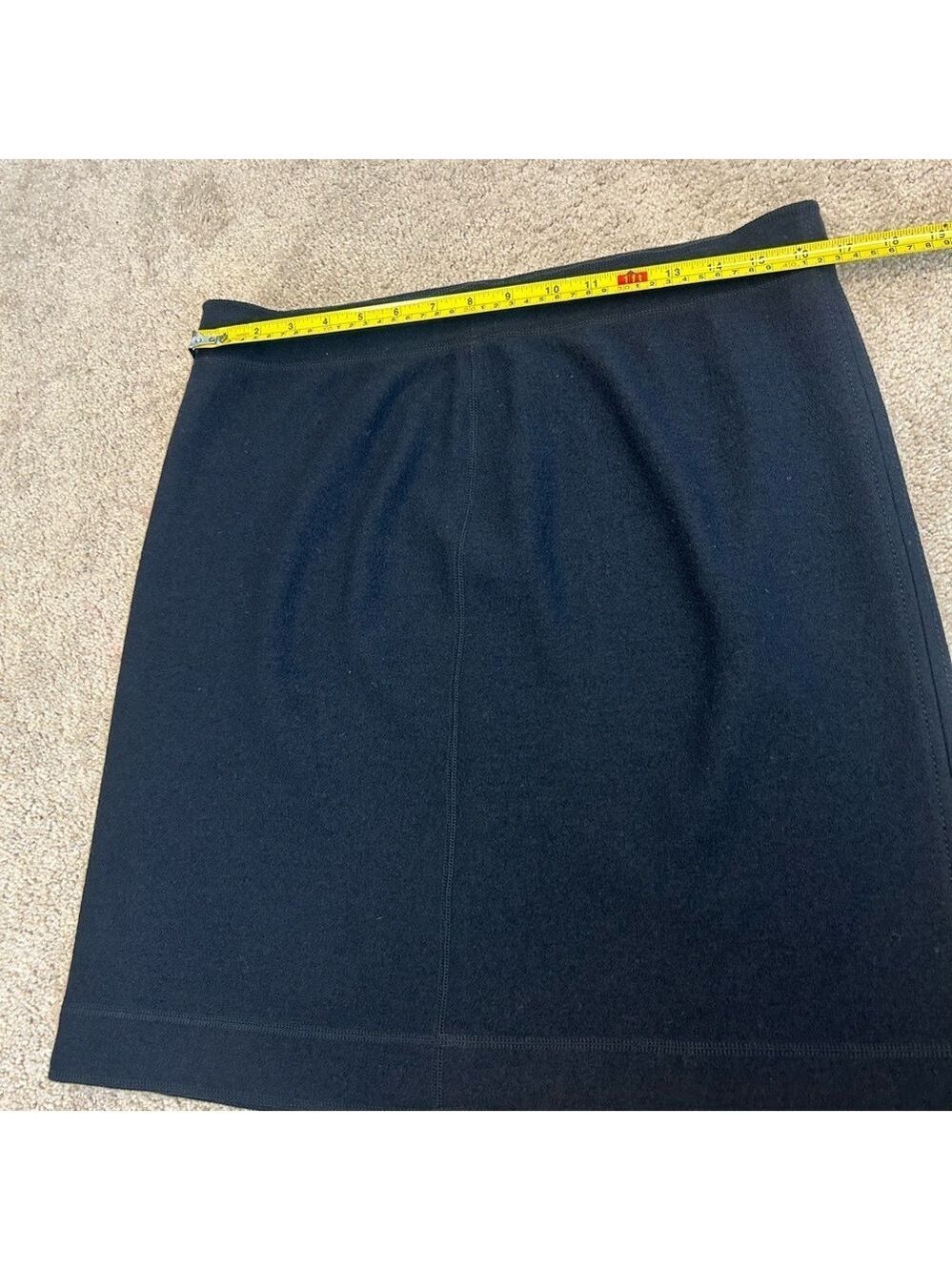 MARC Cain navy blue textured wool pencil skirt Sz XL/14 pull-on - Picture 9 of 12